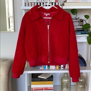 Wild Honey red teddy bomber